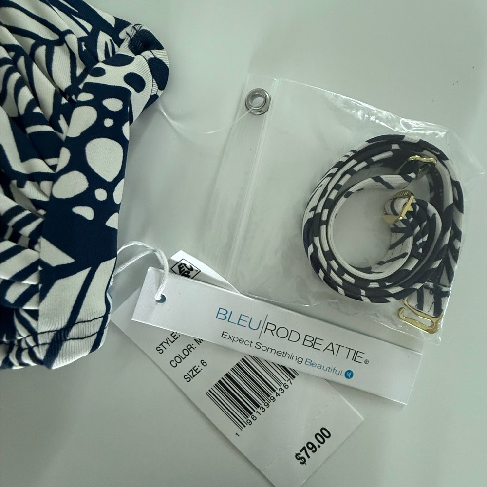 Bleu Rod Beattie Midnight Blue and White Leaf Print Bikini Set - Picture 4 of 8
